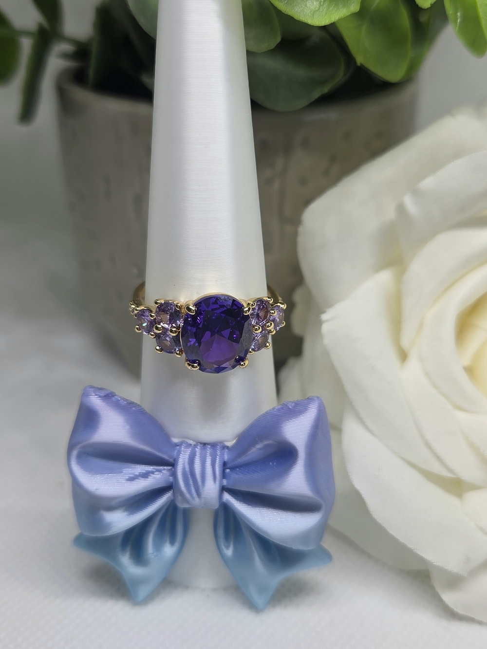 BP Oval Amethyst CZ and Accent Stones On Gold Plating